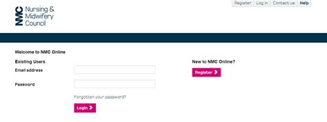 nmc online registration login.